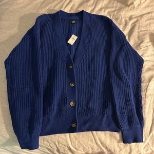 GAP - Shaker-Stitch Cardigan - Color Rolling Bay Blue - SIZE Tall M
